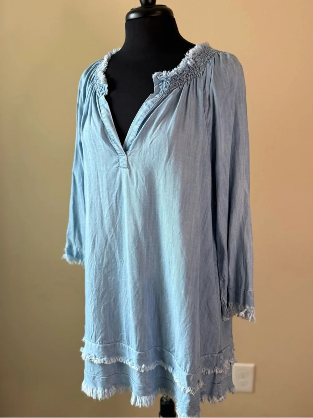 APNY Tencel Chambray Dress Size Large Blue - Picture 5 of 13
